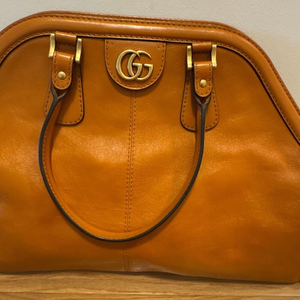 Gucci ReBelle Orange Leather Satchel Bag - Picture 4 of 14